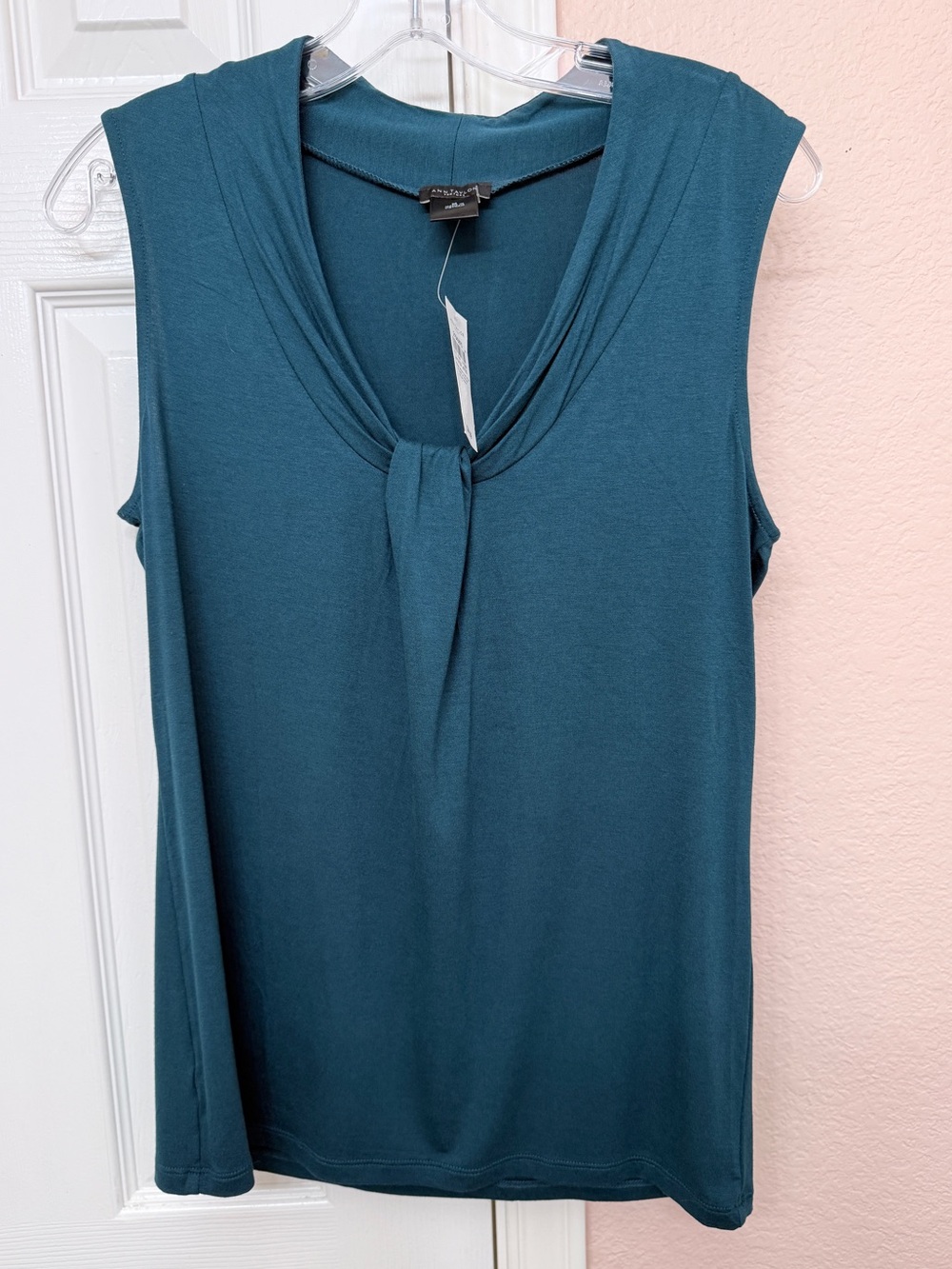 NWT Ann Taylor Factory Teal Blue Knot Front Sleeveless Top - Size M
